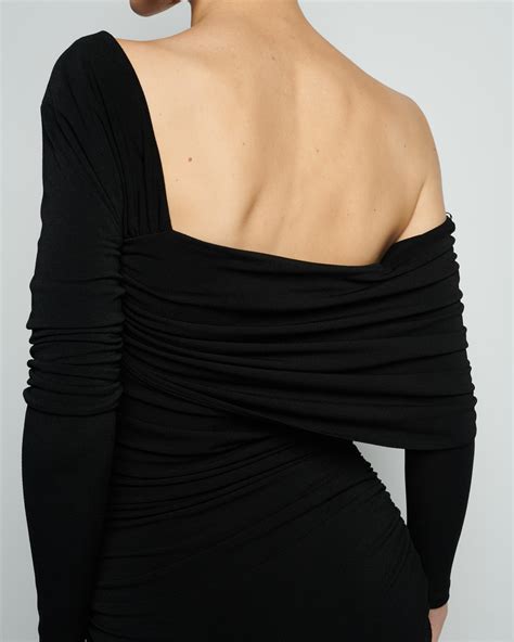 Ruched Asymmetric Jersey Dress Stelios Koudounaris