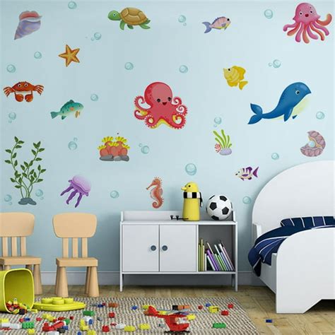 Ocean Life Wall Decals Under The Sea Fish Wall Stickers Colorful