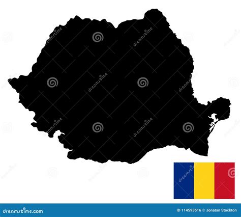 Silueta Del Mapa De Rumania Y Bandera De Rumania Stock De Ilustraci N