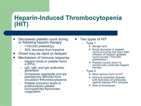 Heparin Induced Thrombocytopenia Handout