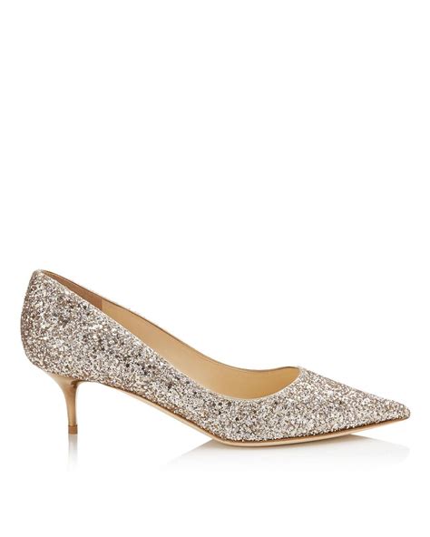 Jimmy Choo Aza Nude Shadow Coarse Glitter Fabric Pointy Toe Pumps In