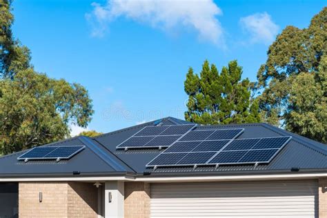 Solar Panels On The Roof Of Australian House Stock Photo Image Of