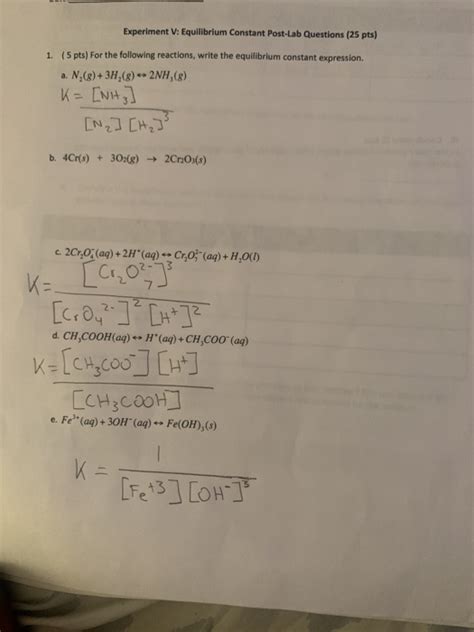 Equilibrium Constant Questions And Answers