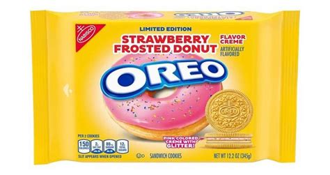 Oreo S New Strawberry Frosted Donut Flavor Is Filled With Pink Glittery Crème