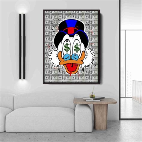 Scrooge Mcduck Dollar Bills Canvas Alec Monopoly Inspired Amex