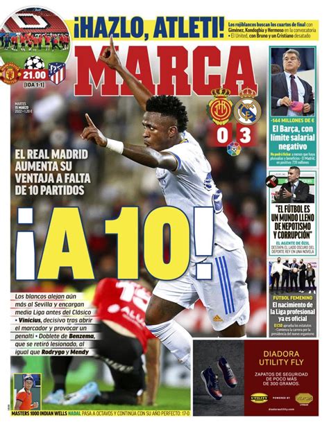 La Portada Del Peri Dico Marca Martes De Marzo Del A