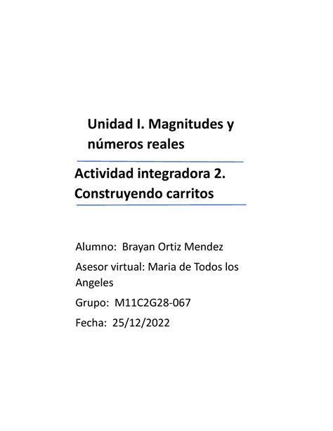 Actividad Unidad I Magnitudes Y N Meros Reales Actividad