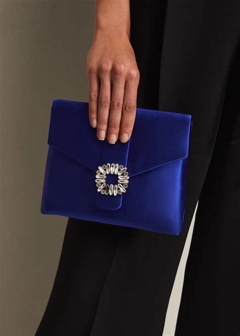 Blue Satin Clutch Bag Phase Eight Uk