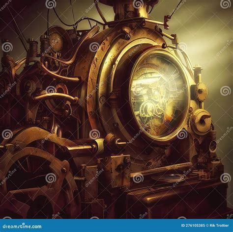 Science Fiction Time Machine Brass Stock Illustration - Illustration of ...