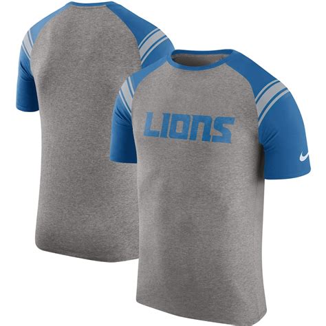 Men S Nike Heathered Gray Detroit Lions Enzyme Shoulder Stripe Raglan T Shirt