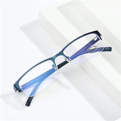 Half Square Frame Anti Blue Light Myopia Glasses Women Men Metal Business Nearsighted Eyeglasses