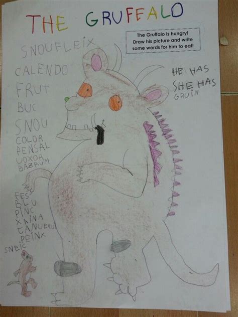 The Gruffalo Is Hungry Write Some Words For Him To Eat