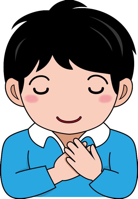 イラストポップ 学校のイラスト 道徳no06静かに目をつぶって胸に手を当てる男の子の無料素材