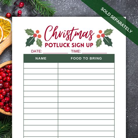 Christmas Potluck Flyer Template, Winter Potluck Sign, Office Potluck ...