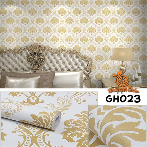 Wallpaper Stiker Dinding Minimalis Batik Gold Size Cm X M Motif