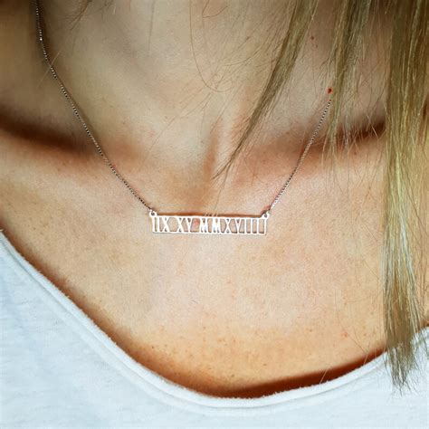 Roman Numeral Necklace Sterling Silver 925 Birthday Date - Etsy