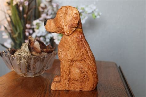Hand Carved Wooden Golden Retriever Etsy