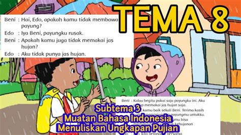 Tematik Tema Subtema Muatan Bahasa Indonesia Menuliskan Ungkapan