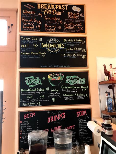 Menu At The Naked Goat Soap Shop Cafe General Store Elbert