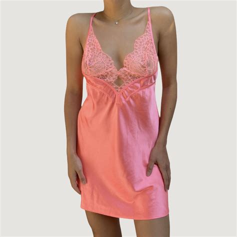 Bubblegum Pink Satin Victorias Secret Slip Dress Depop