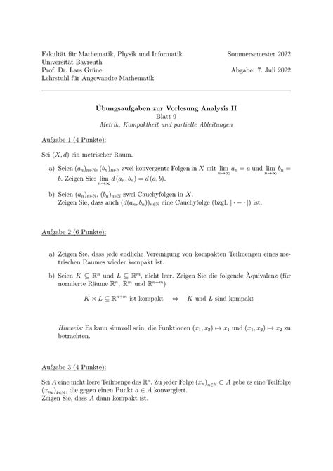 Blatt 09 Analysis II Fakult At F Ur Mathematik Physik Und