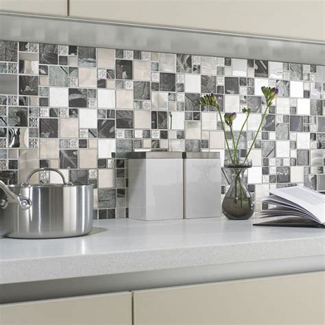 Verona Saturn Silver Glass And Metal Mix Modular Mosaic G30141 The Cornwall Tile Company