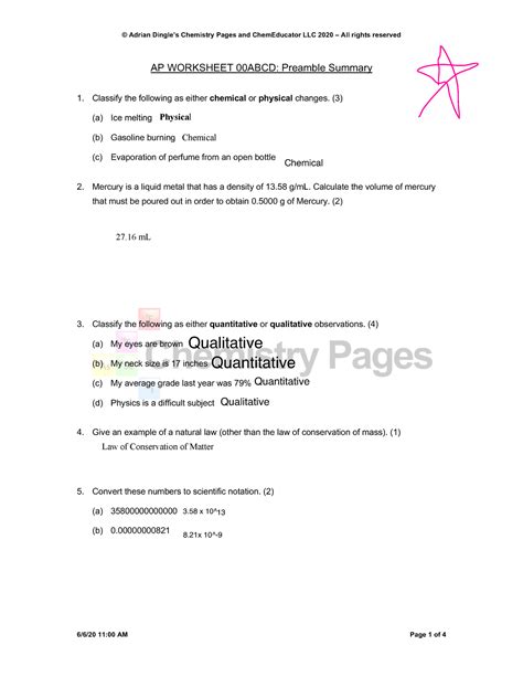 Properties Worksheet Ap Worksheet 00abcd Preamble Summary Classify