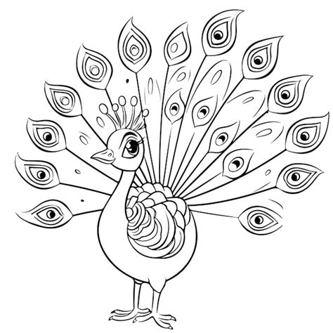 Premium Vector A Black And White Drawing Of A Peacock Bird On A Branch