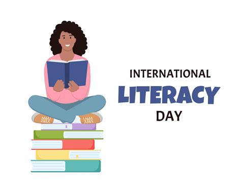 International Literacy Day Concept Woman Reading Book While Sitting