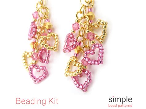 Beaded Heart Earrings Kit Jewelry Making Kits For Adults Etsy