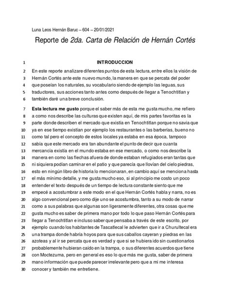 2da Carta de Relación | PDF | Hernán Cortés