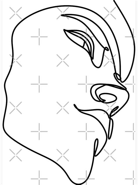 Abstract Face One Drawing Portrait Minimalistic Style Nude Line Art Modern Continuous Line