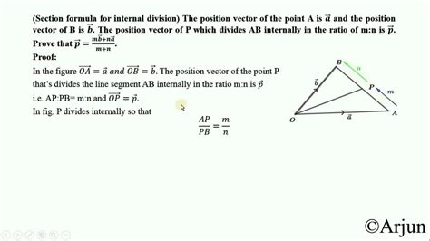 Vector Section Formula For Internal Division Youtube