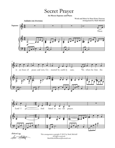 Secret Prayer – Soprano and Piano | Mark Mitchell Music