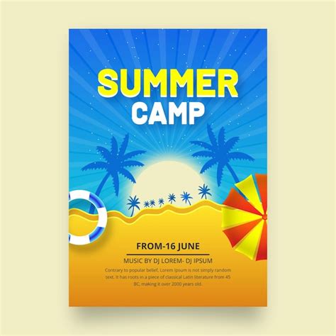 Premium Vector Summer Camp Flyer Layout Season Poster Vector Template
