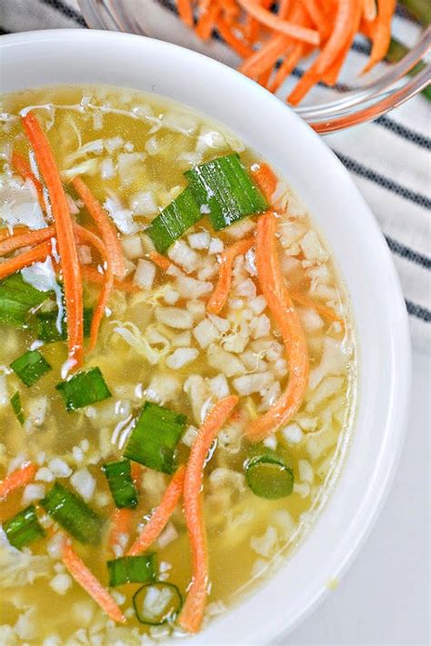 Low Carb Cauliflower Rice Chicken Soup With Eggs