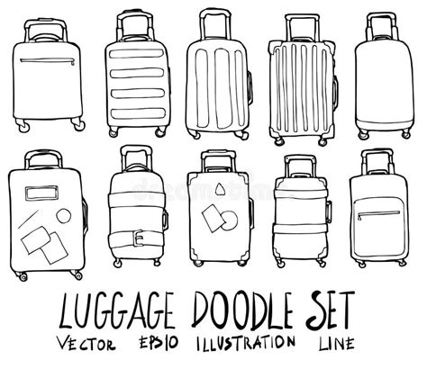 Luggage Hand Drawn Doodle Sketch Line Stock Illustration Illustration