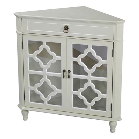 Heather Ann Creations Frasera Quatrefoil Glass Corner Cabinet