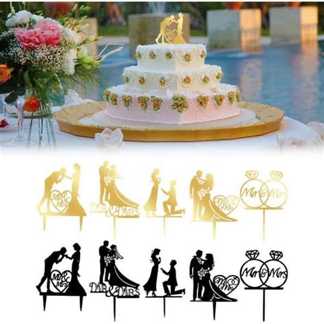 Pcs Cake Topper Mariage En Acrylique Cake Topper Mr Et Mrs Topper De