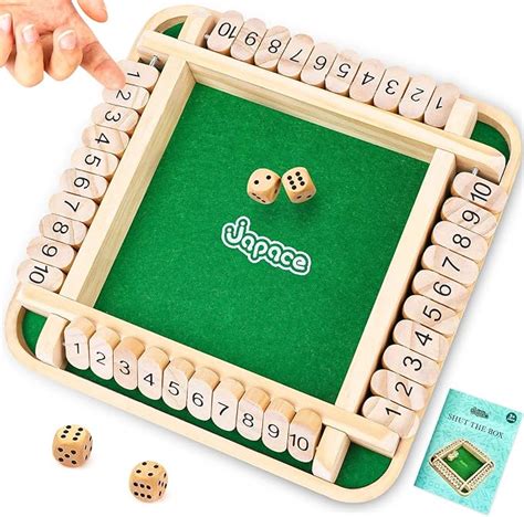 Japace Shut The Box Spiel Brettspiel aus Holz 4 Spieler Würfelspiel