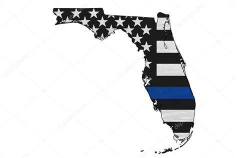 Bandera Americana De L Nea Azul En El Mapa De Florida