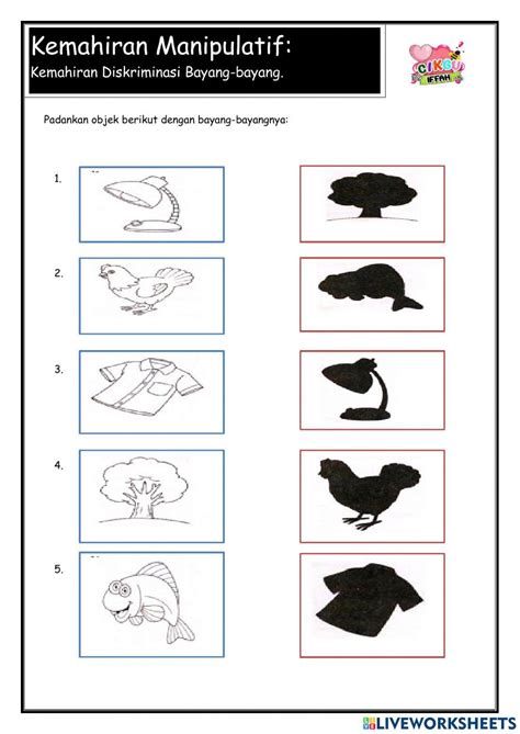 Kemahiran Manipulatif Diskriminasi Bayang Bayang Worksheet Live Worksheets