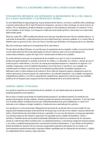 TEMA 9 La Economia Urbana En La Plena Edad Media Pdf