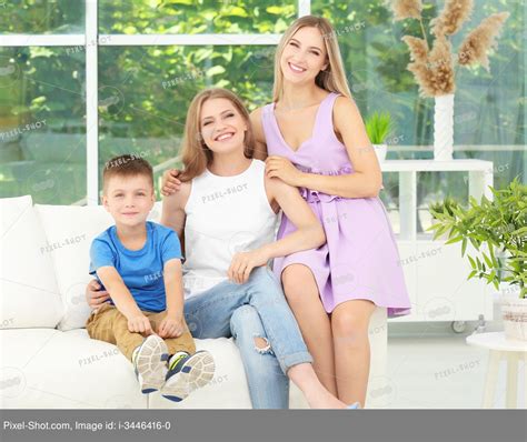 Lesbian Mothers With Foster Son At Home Adoption Concept Stock Photography Agency Pixel