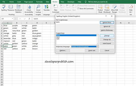 How To Use Spell Check In Microsoft Excel Developer Publish