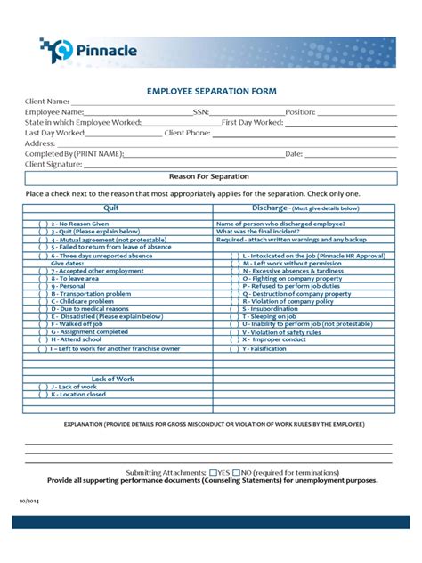 Employment Separation Form 2 Free Templates In Pdf Word Excel Download