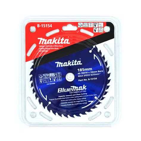 Makita Bluemak 185mm 40 Tooth Tct Wood Circular Saw Blade 20mm Bore