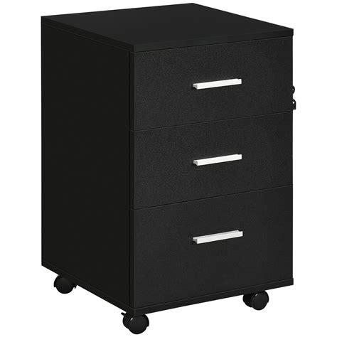 HOMCOM Caisson De Bureau Rangement Bureau Sur Roulettes 3 Tiroirs