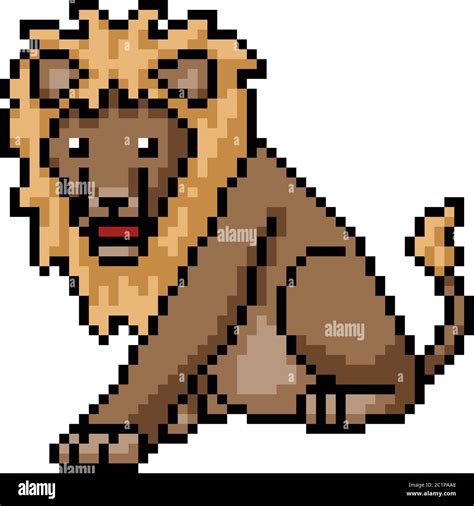 Vector Pixel Art Lion Isolated Cartoon Stock Vector Image Art Alamy