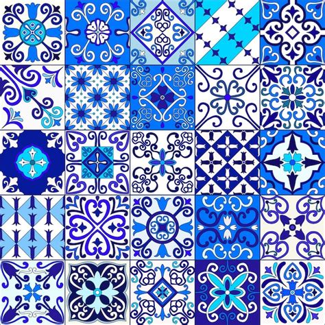 Premium Vector Blue And White Morocco Tiles Seamless Pattern